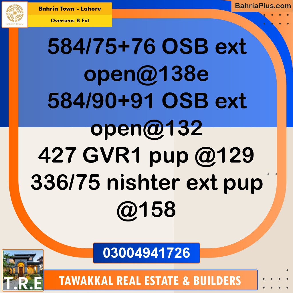 10 Marla Residential Plot for Sale in Overseas B Ext -  Bahria Town, Lahore - (BP-251342)