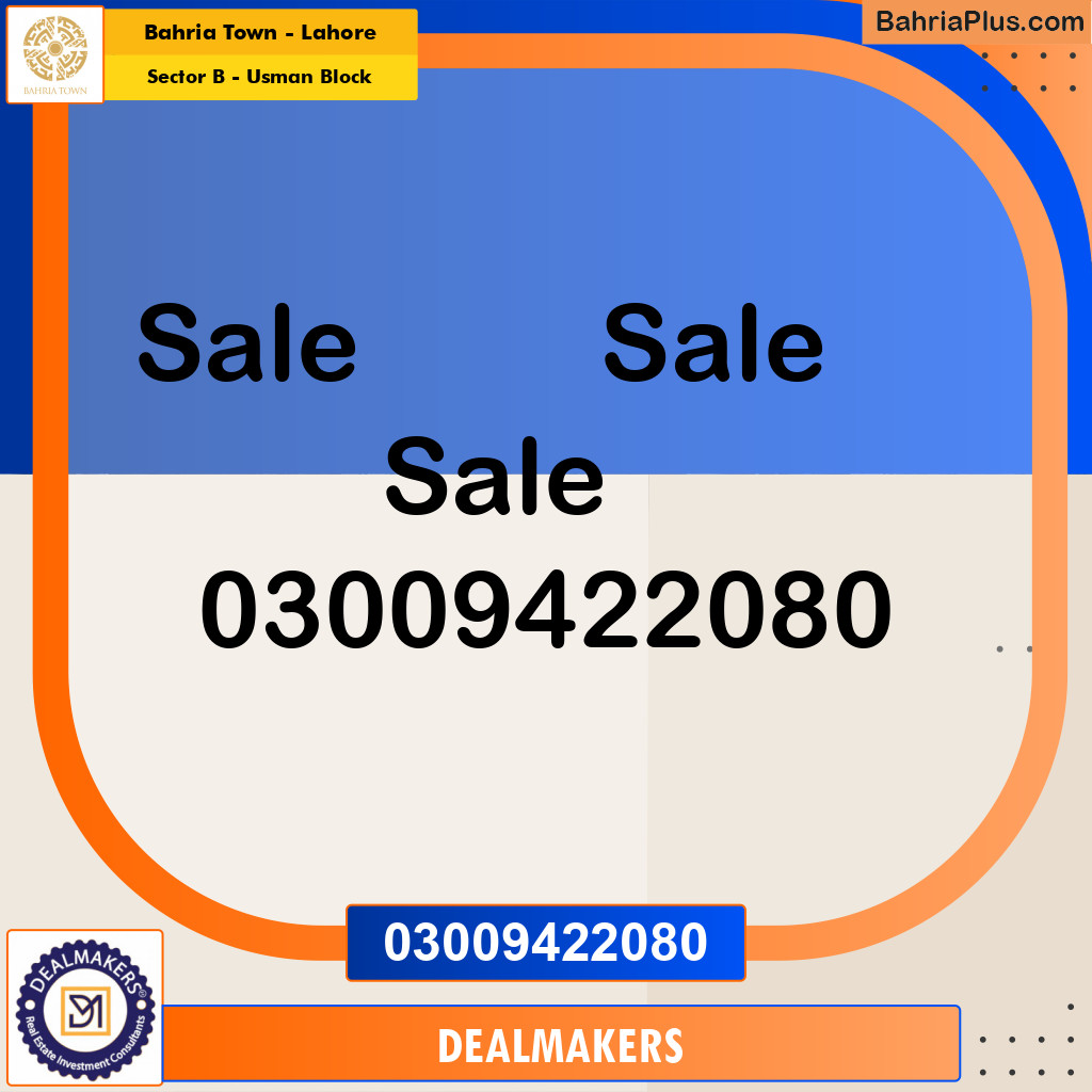 8 Marla Residential House for Sale in Sector B - Usman Block -  Bahria Town, Lahore - (BP-251379)