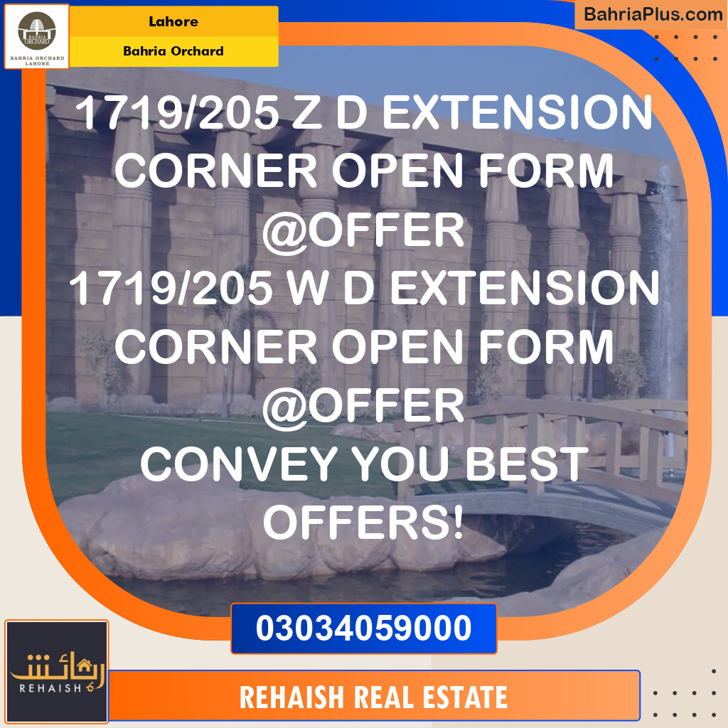 Residential Plot for Sale in Bahria Orchard, Lahore - (BP-251410)