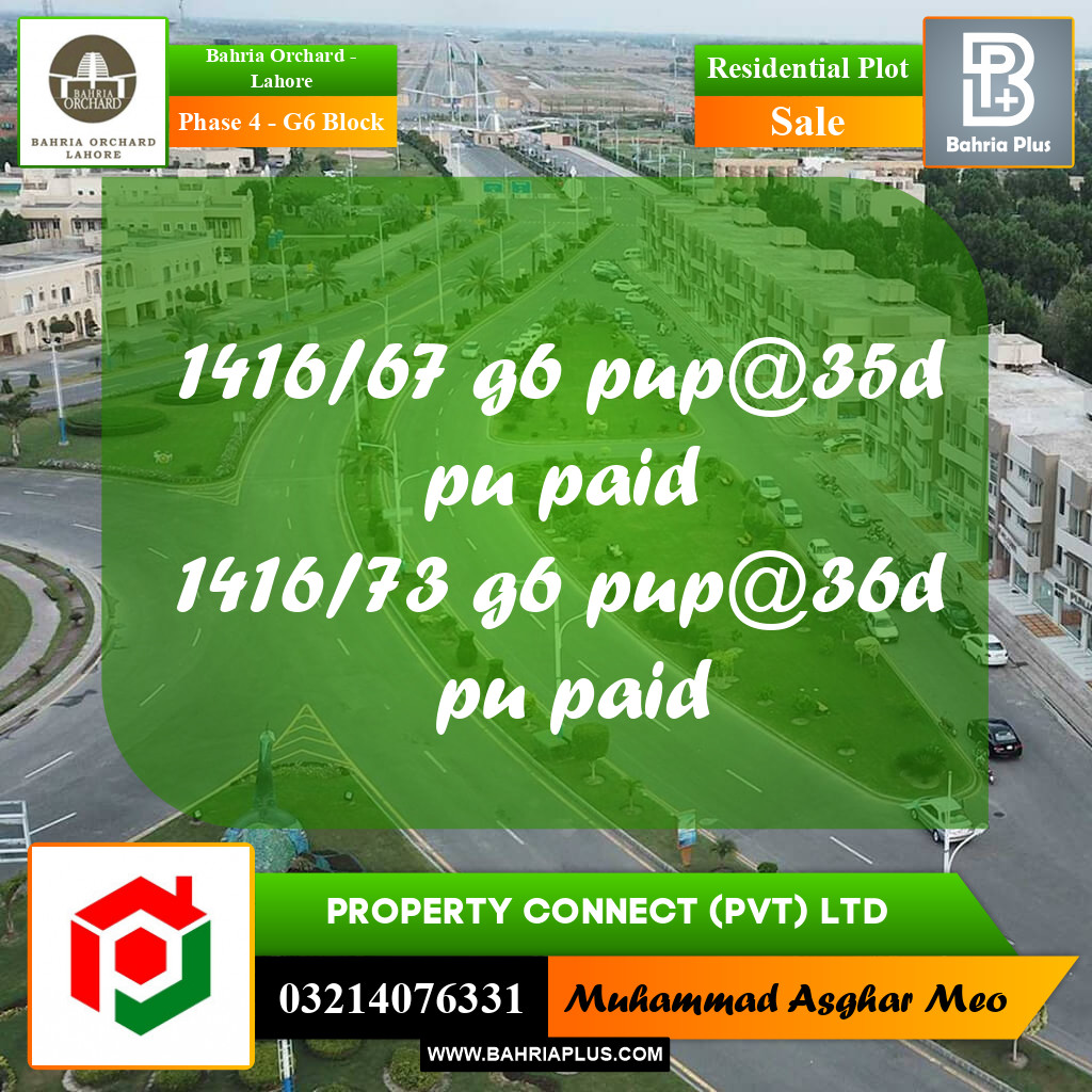 5 Marla Residential Plot for Sale in Phase 4 - G6 Block -  Bahria Orchard, Lahore - (BP-251421)