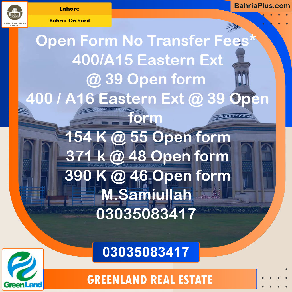 Residential Plot for Sale in Bahria Orchard, Lahore - (BP-251442)