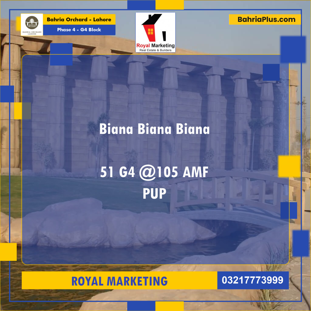 10 Marla Residential Plot for Sale in Phase 4 - G4 Block -  Bahria Orchard, Lahore - (BP-251448)