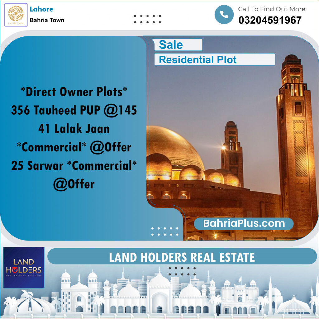 Residential Plot for Sale in Bahria Town, Lahore - (BP-251482)