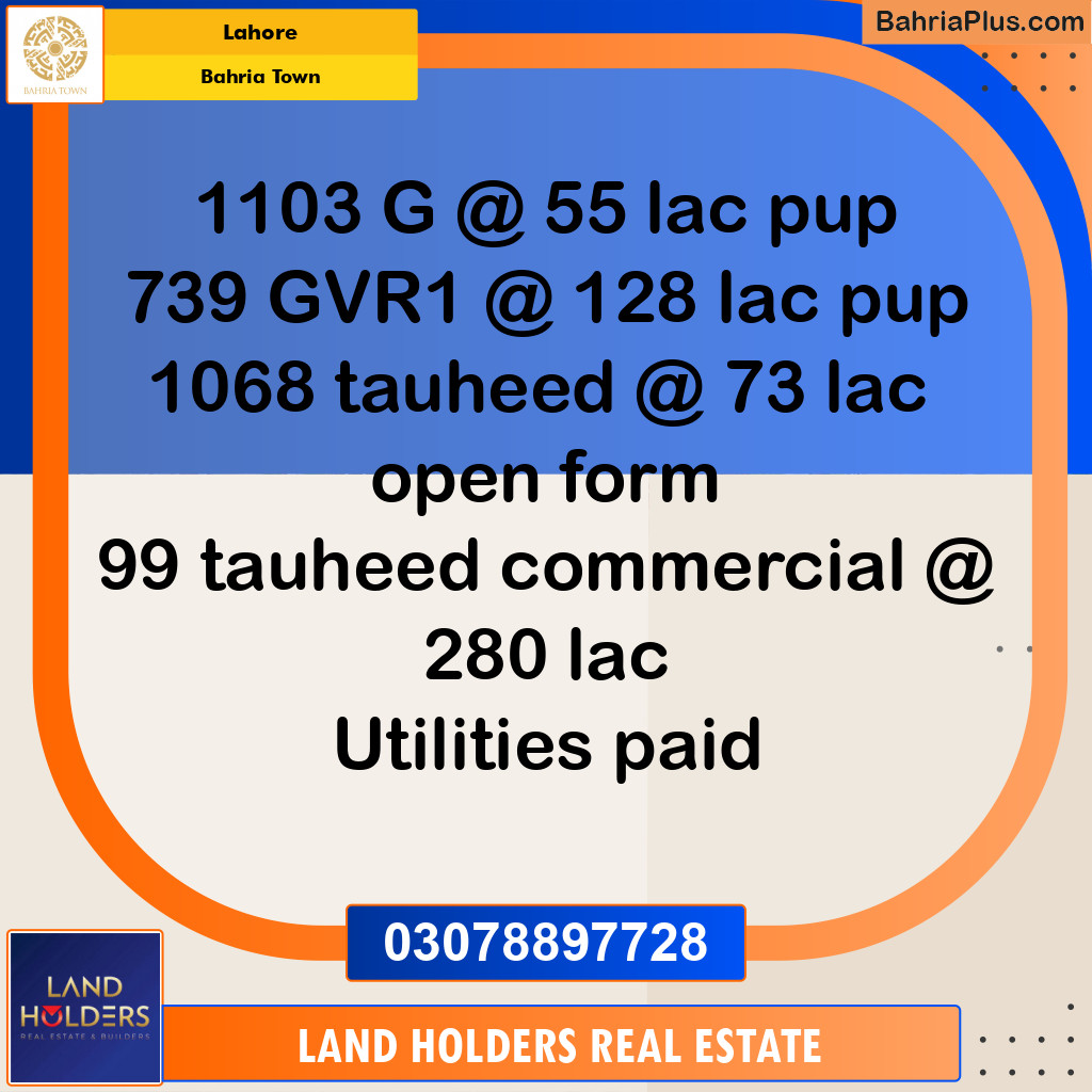 Residential Plot for Sale in Bahria Town, Lahore - (BP-251490)