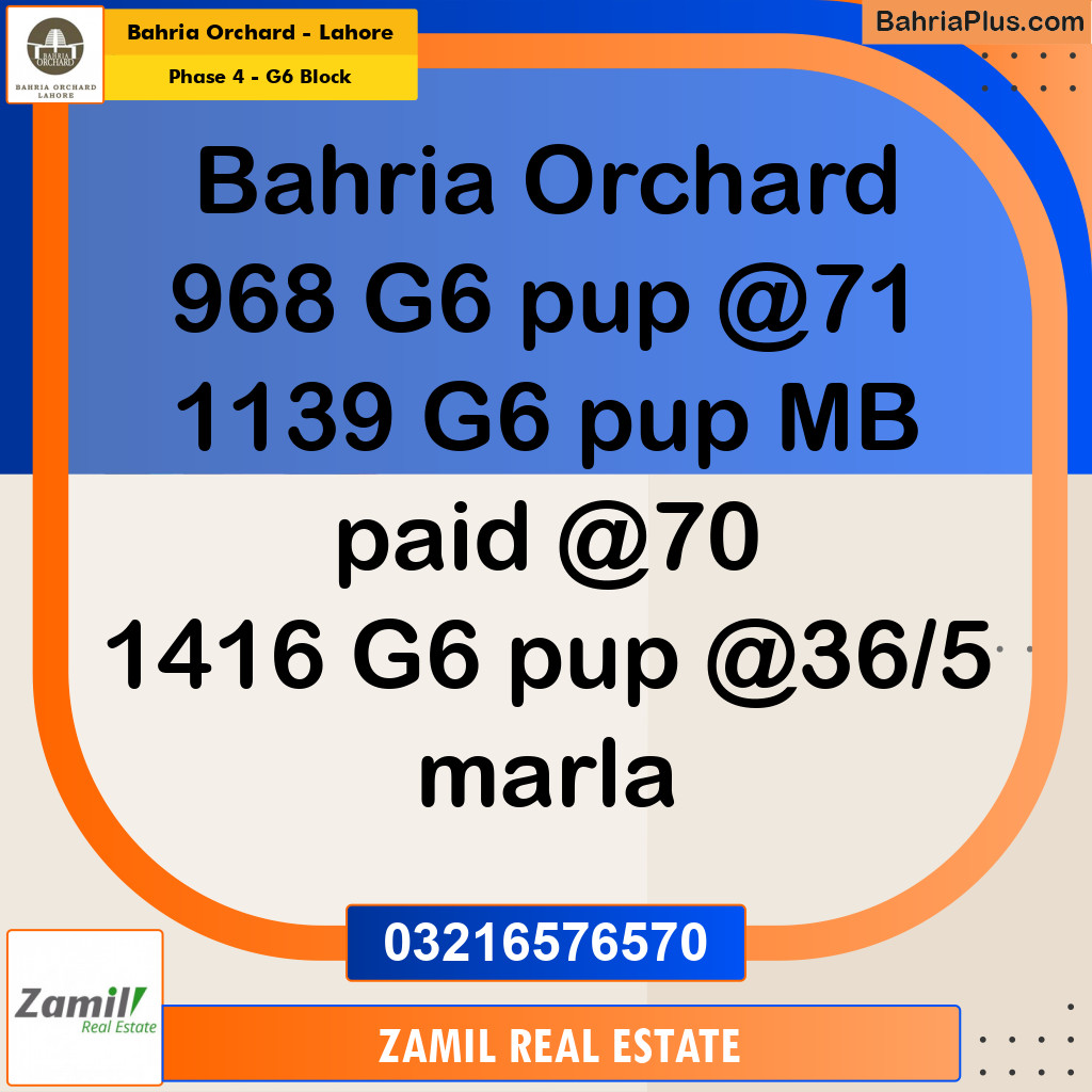 10 Marla Residential Plot for Sale in Phase 4 - G6 Block -  Bahria Orchard, Lahore - (BP-251514)