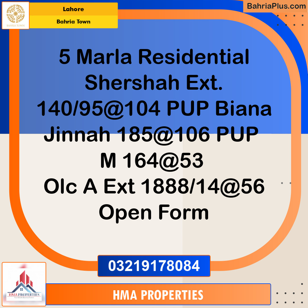 5 Marla Residential Plot for Sale in Bahria Town, Lahore - (BP-251526)