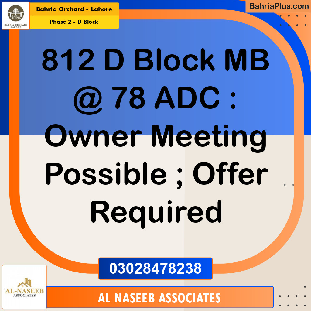 8 Marla Residential Plot for Sale in Phase 2 - D Block -  Bahria Orchard, Lahore - (BP-251565)