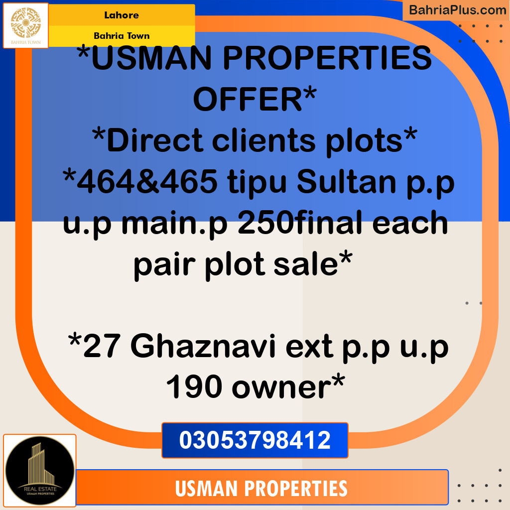 Residential Plot for Sale in Bahria Town, Lahore - (BP-251582)