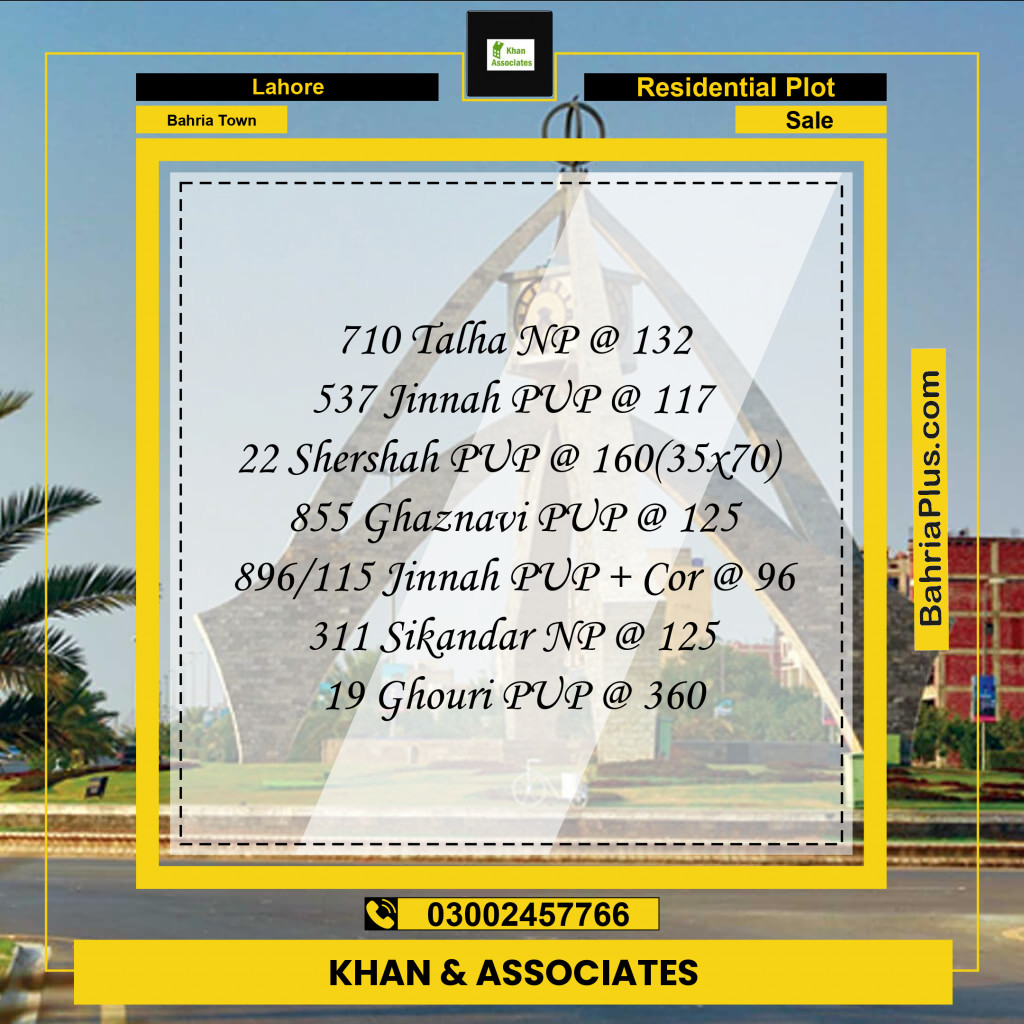 Residential Plot for Sale in Bahria Town, Lahore - (BP-251587)