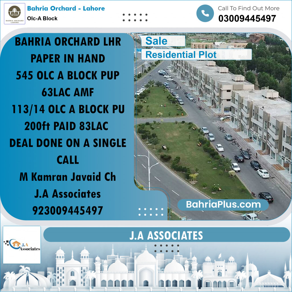 Residential Plot for Sale in OLC-A Block -  Bahria Orchard, Lahore - (BP-251618)