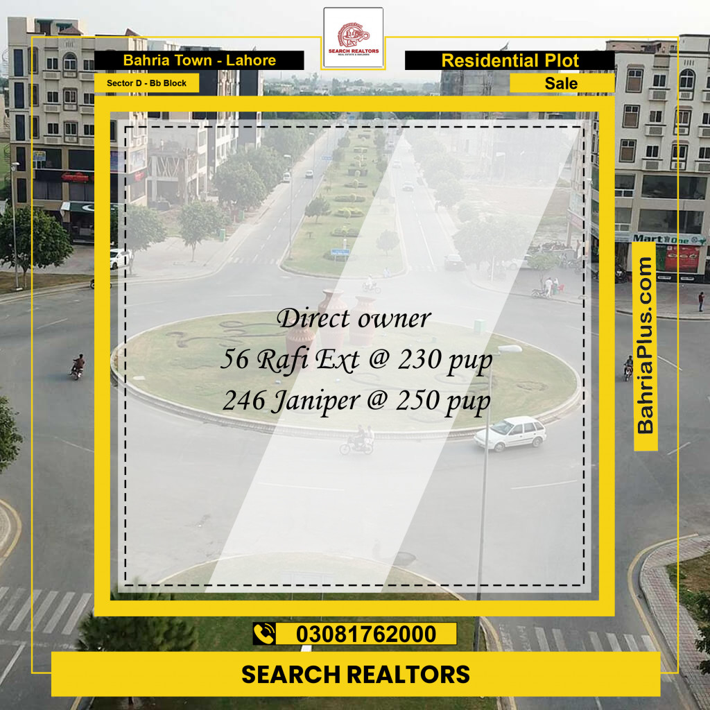 1 Kanal Residential Plot for Sale in Sector D - BB Block -  Bahria Town, Lahore - (BP-251646)
