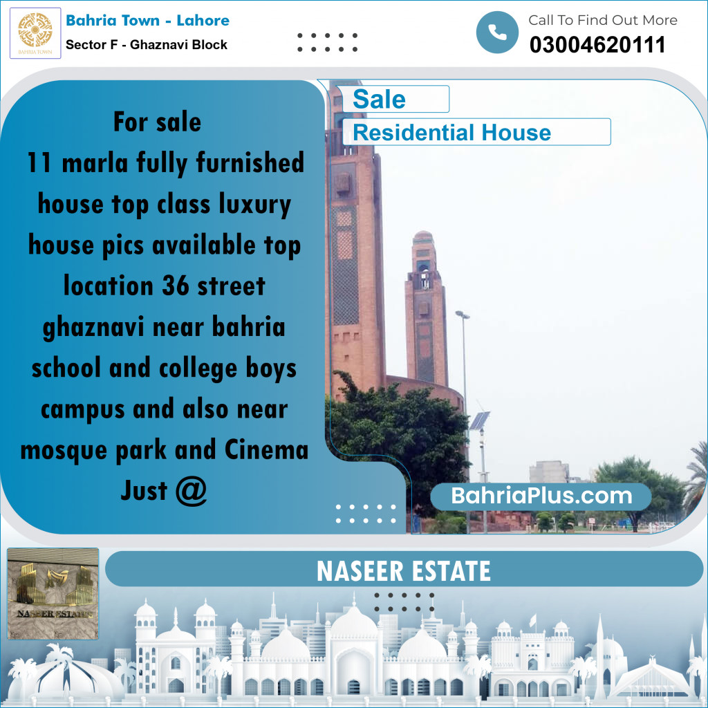 11 Marla Residential House for Sale in Sector F - Ghaznavi Block -  Bahria Town, Lahore - (BP-251660)