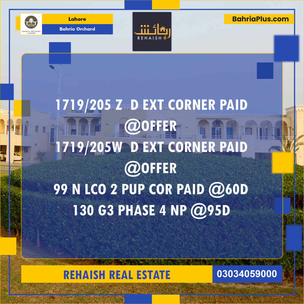 Residential Plot for Sale in Bahria Orchard, Lahore - (BP-251663)