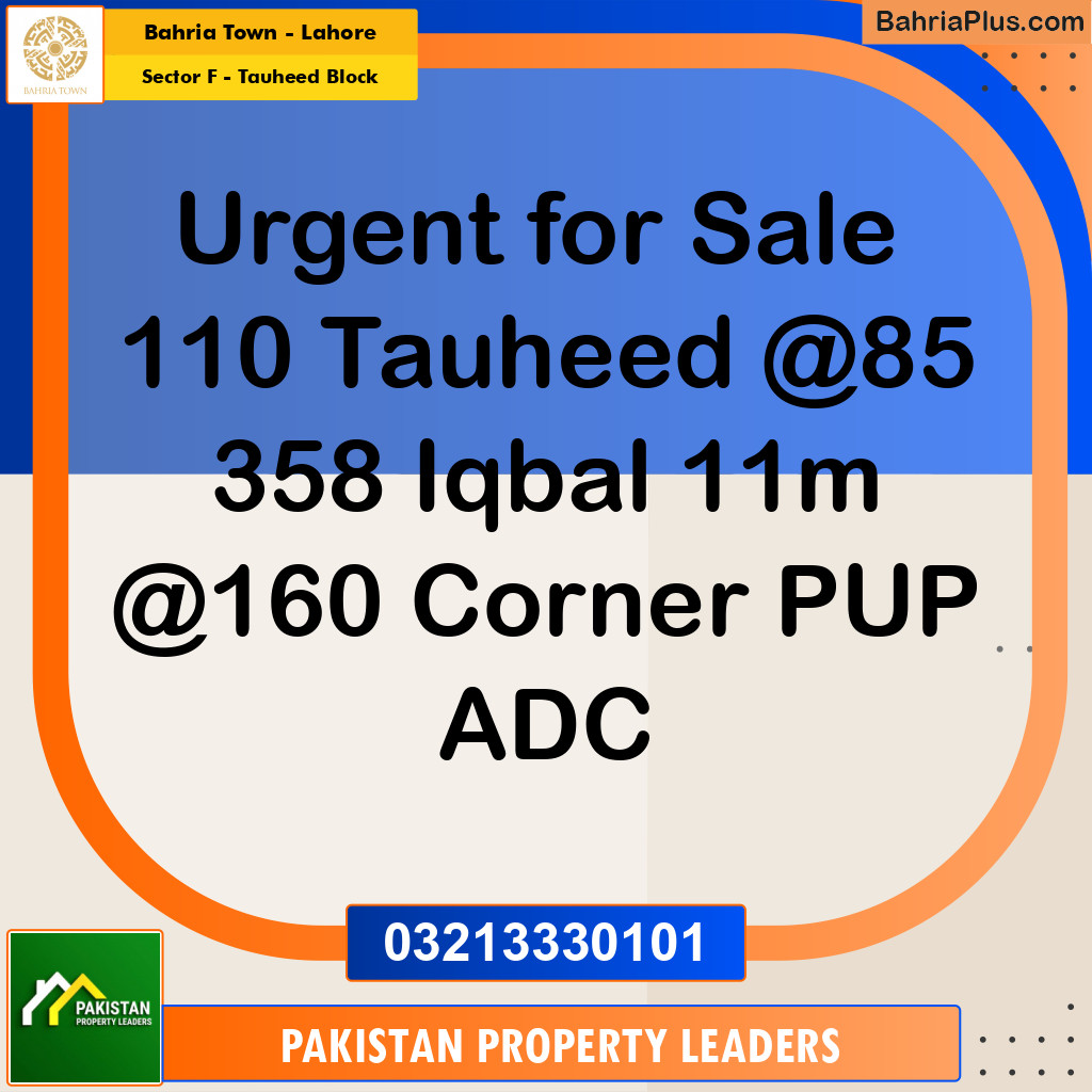 10 Marla Residential Plot for Sale in Sector F - Tauheed Block -  Bahria Town, Lahore - (BP-251681)