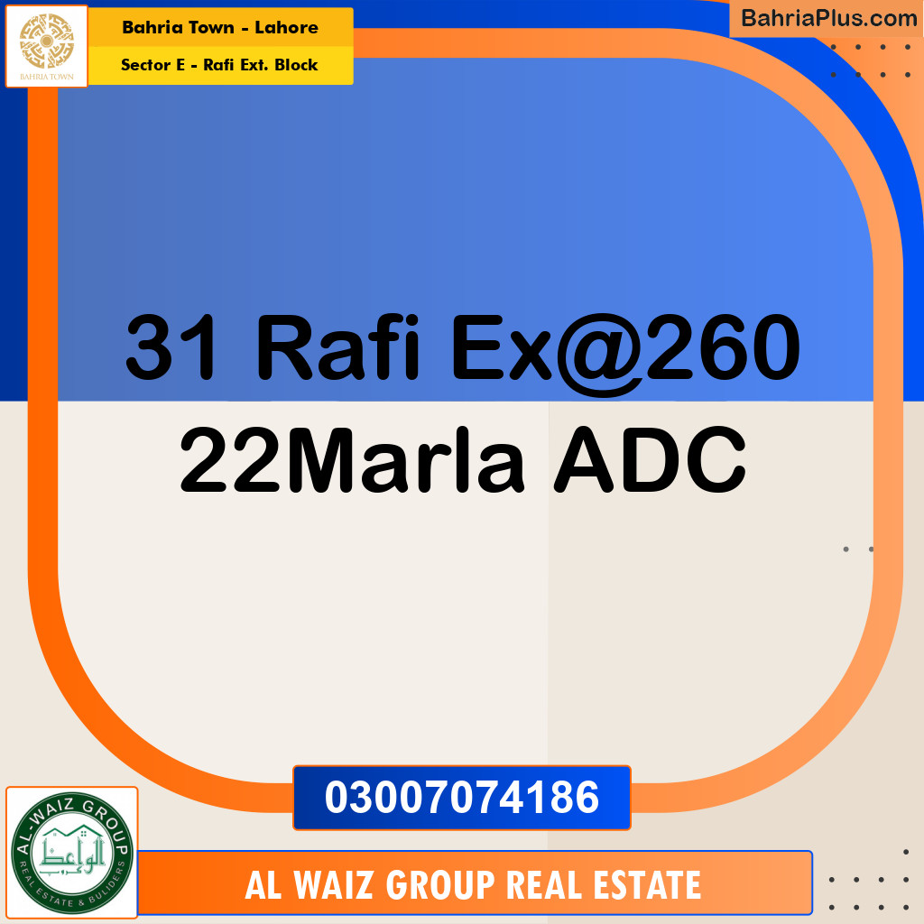 22 Marla Residential Plot for Sale in Sector E - Rafi Ext. Block -  Bahria Town, Lahore - (BP-251722)