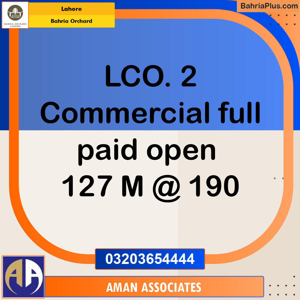 Commercial Plot for Sale in Bahria Orchard, Lahore - (BP-251739)
