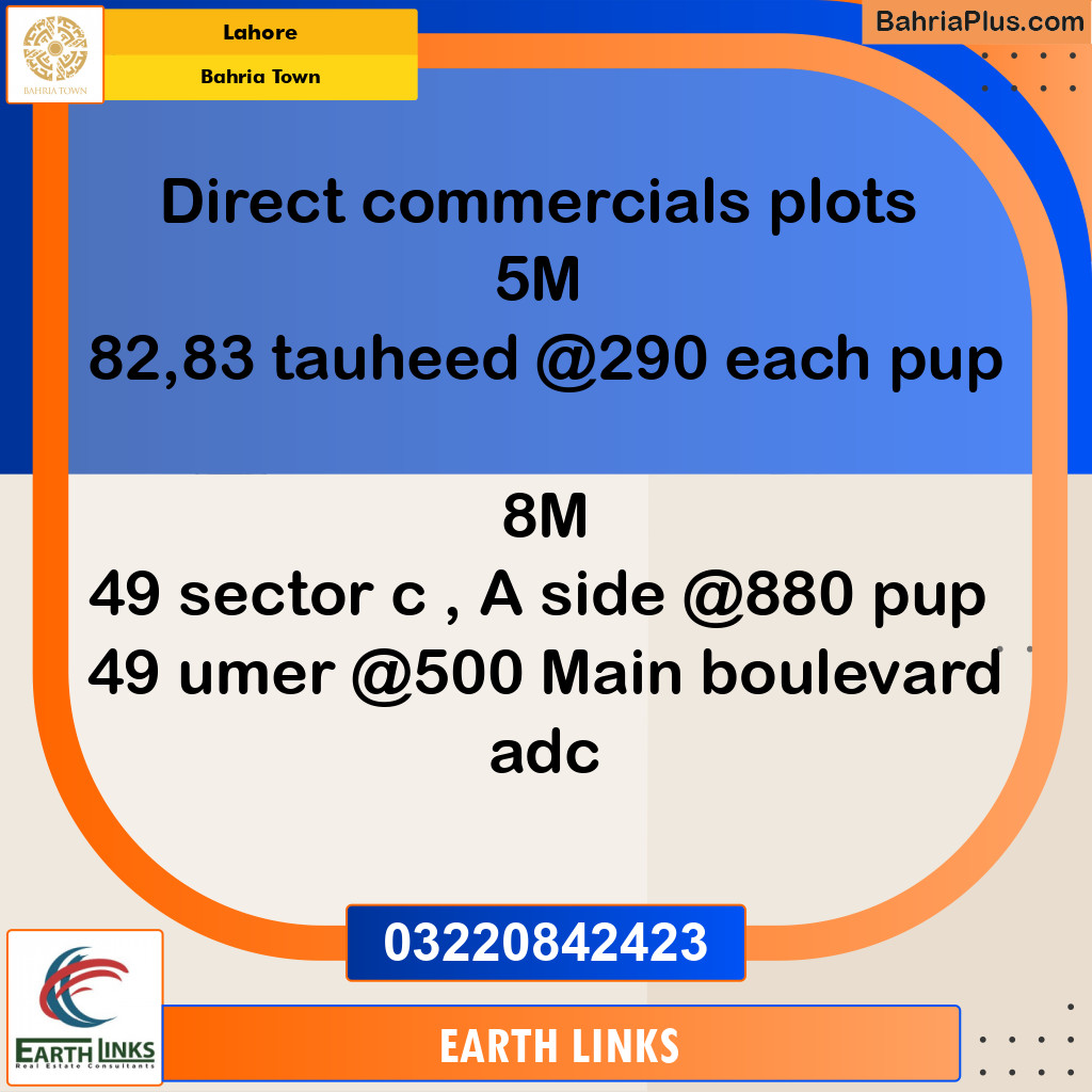 Commercial Plot for Sale in Bahria Town, Lahore - (BP-251756)