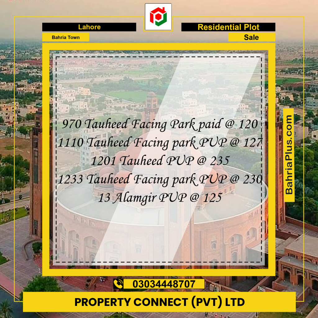 Residential Plot for Sale in Bahria Town, Lahore - (BP-251766)