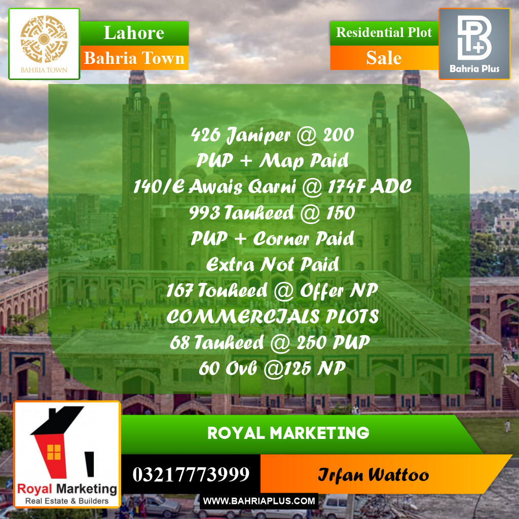 Residential Plot for Sale in Bahria Town, Lahore - (BP-251782)