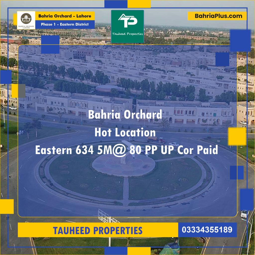 5 Marla Residential Plot for Sale in Phase 1 - Eastern District -  Bahria Orchard, Lahore - (BP-251794)