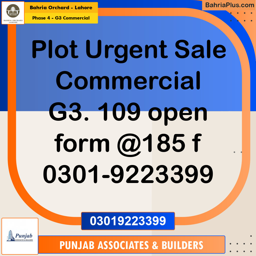 5 Marla Commercial Plot for Sale in Phase 4 - G3 Commercial -  Bahria Orchard, Lahore - (BP-251811)