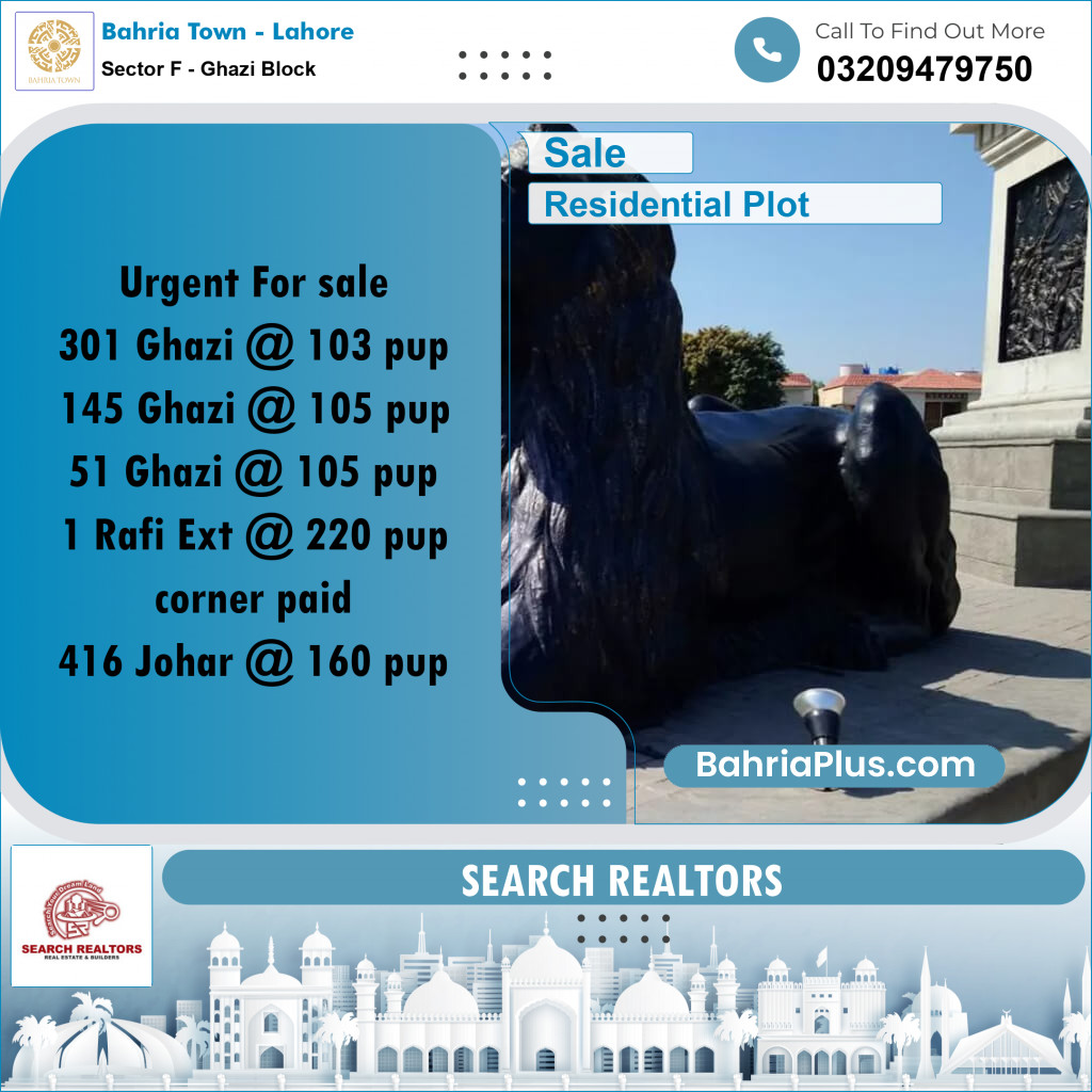 10 Marla Residential Plot for Sale in Sector F - Ghazi Block -  Bahria Town, Lahore - (BP-251825)