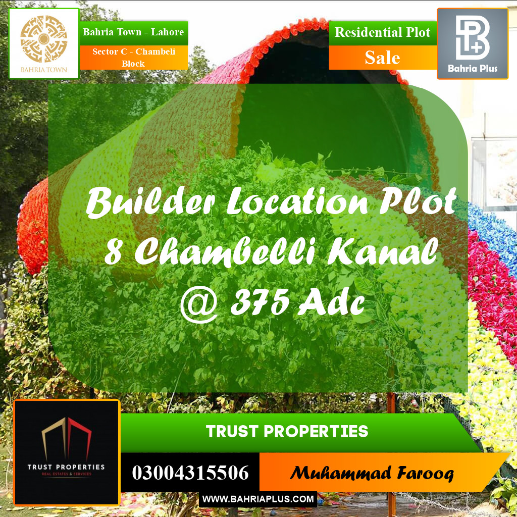 1 Kanal Residential Plot for Sale in Sector C - Chambeli Block -  Bahria Town, Lahore - (BP-251836)