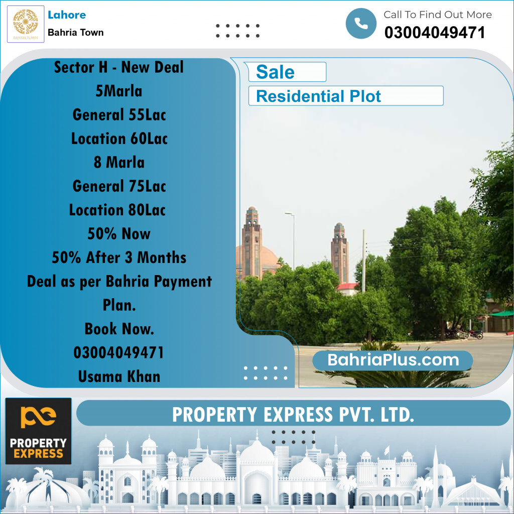 Residential Plot for Sale in Bahria Town, Lahore - (BP-251907)