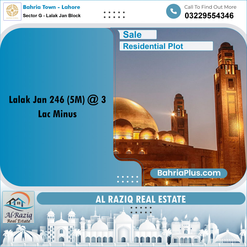 5 Marla Residential Plot for Sale in Sector G - Lalak Jan Block -  Bahria Town, Lahore - (BP-251950)