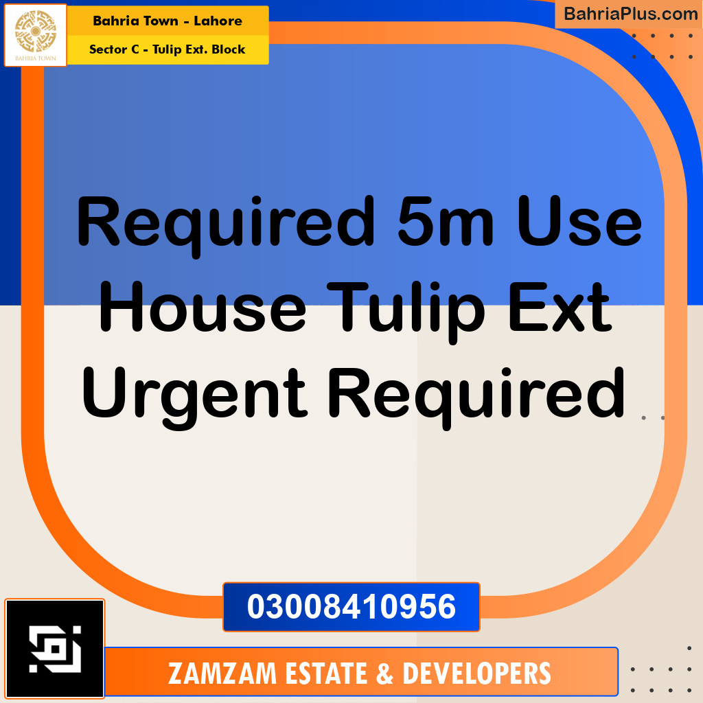 5 Marla Residential House for Sale in Sector C - Tulip Ext. Block -  Bahria Town, Lahore - (BP-251965)