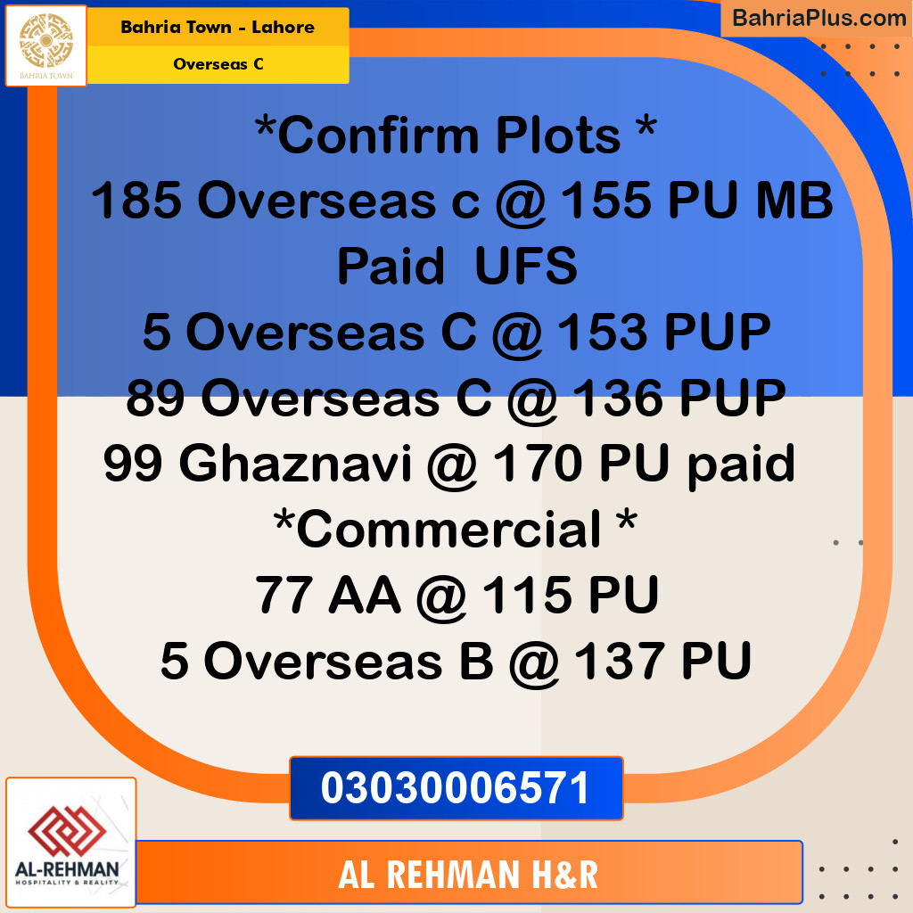 10 Marla Residential Plot for Sale in Overseas C -  Bahria Town, Lahore - (BP-251966)