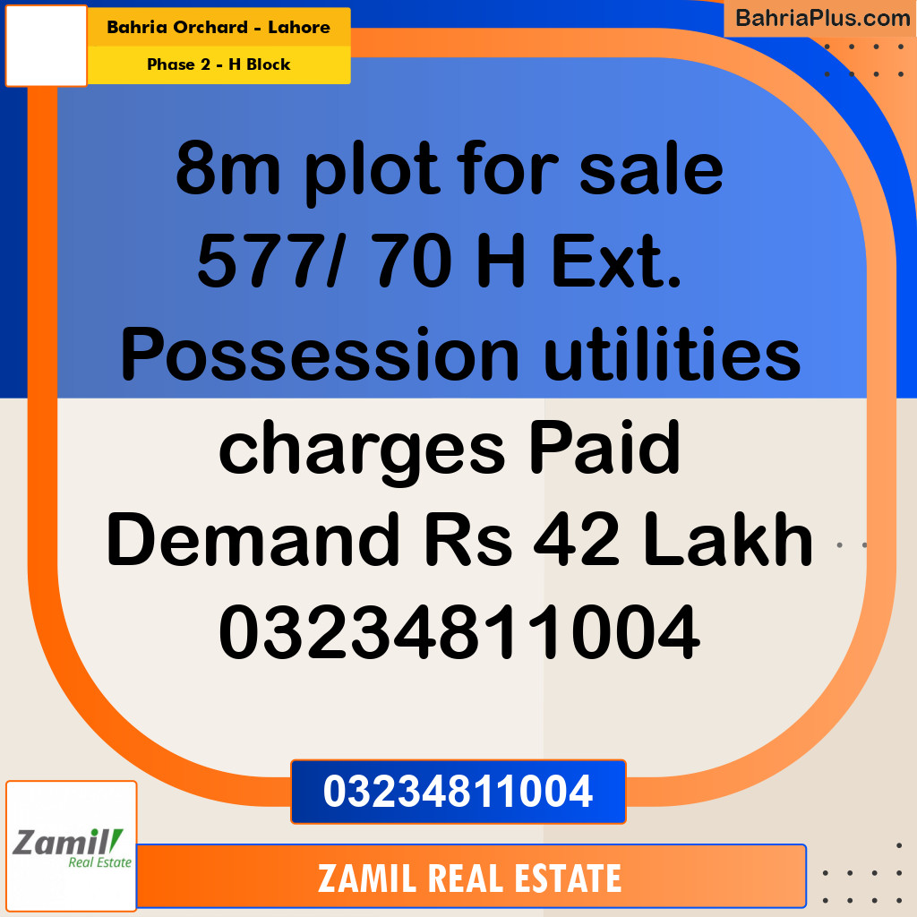 5 Marla Residential Plot for Sale in Phase 2 - H Block -  Bahria Orchard, Lahore - (BP-252092)