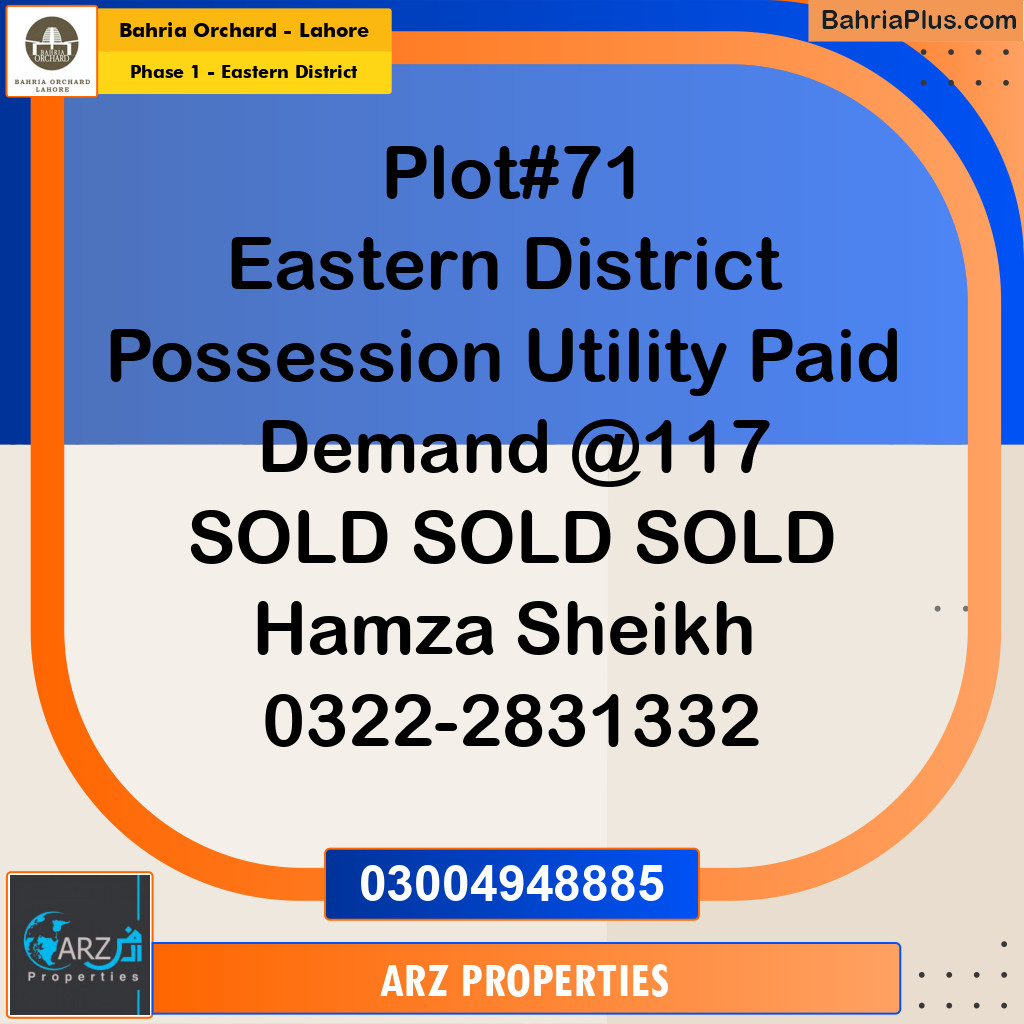 10 Marla Residential Plot for Sale in Phase 1 - Eastern District -  Bahria Orchard, Lahore - (BP-252093)