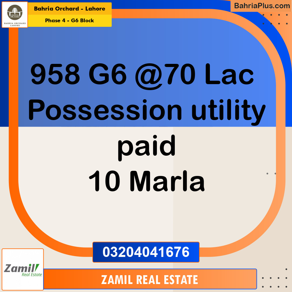 10 Marla Residential Plot for Sale in Phase 4 - G6 Block -  Bahria Orchard, Lahore - (BP-252126)