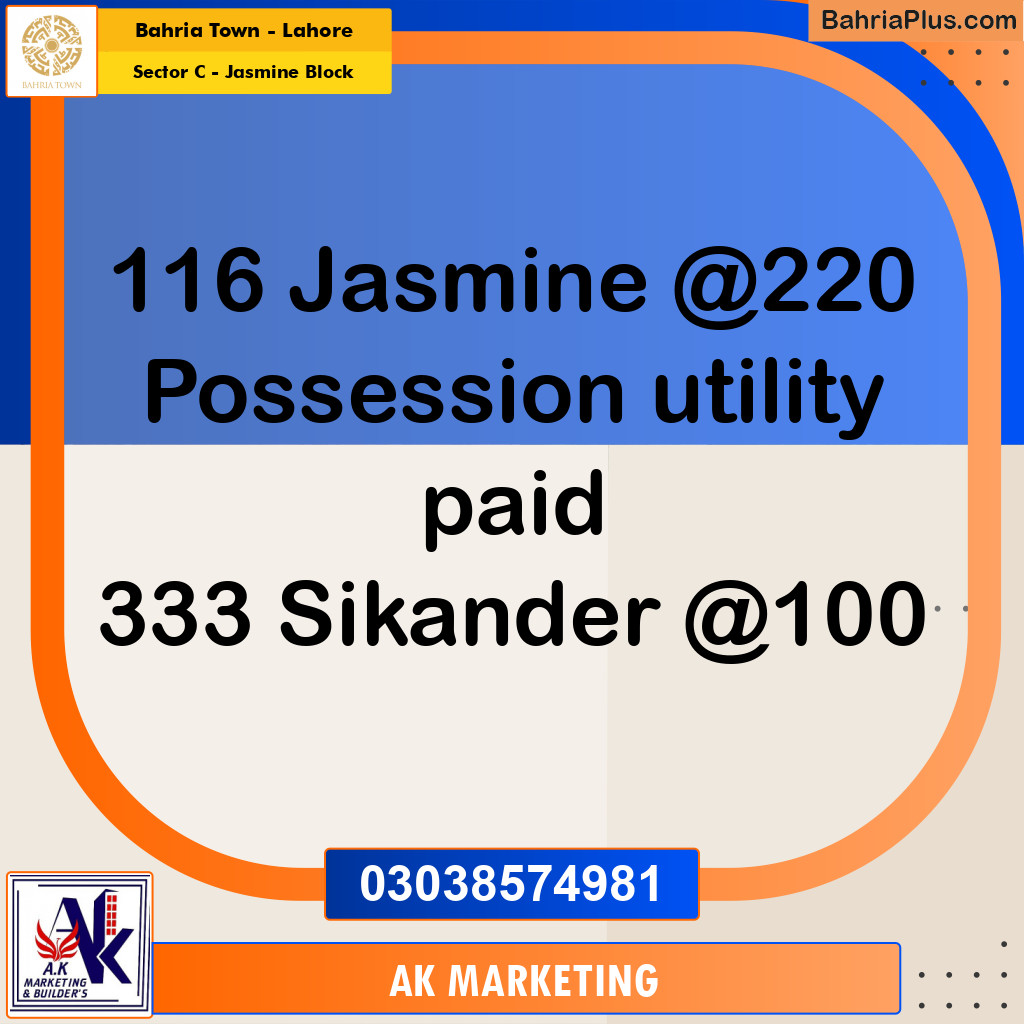 10 Marla Residential Plot for Sale in Sector C - Jasmine Block -  Bahria Town, Lahore - (BP-252140)