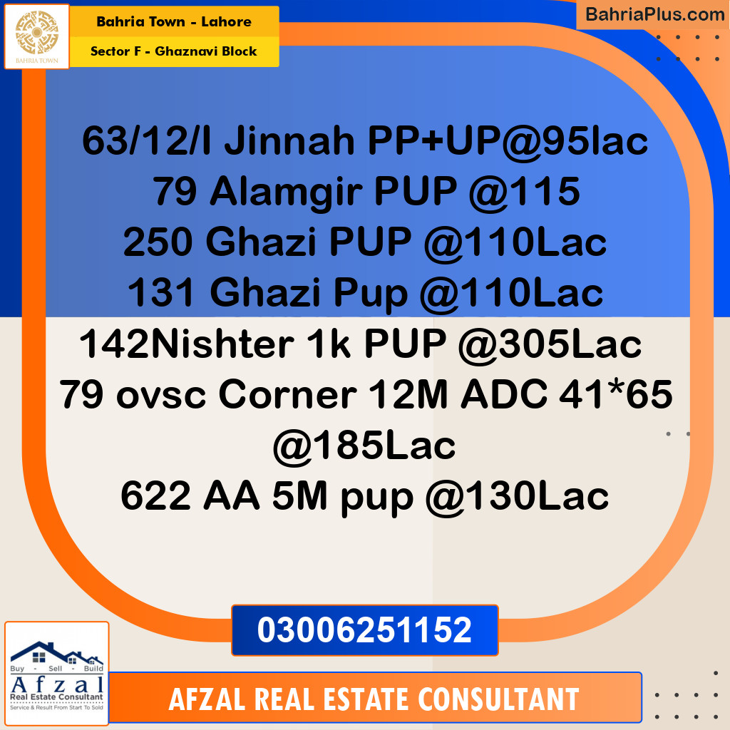 10 Marla Residential Plot for Sale in Sector F - Ghaznavi Block -  Bahria Town, Lahore - (BP-252159)