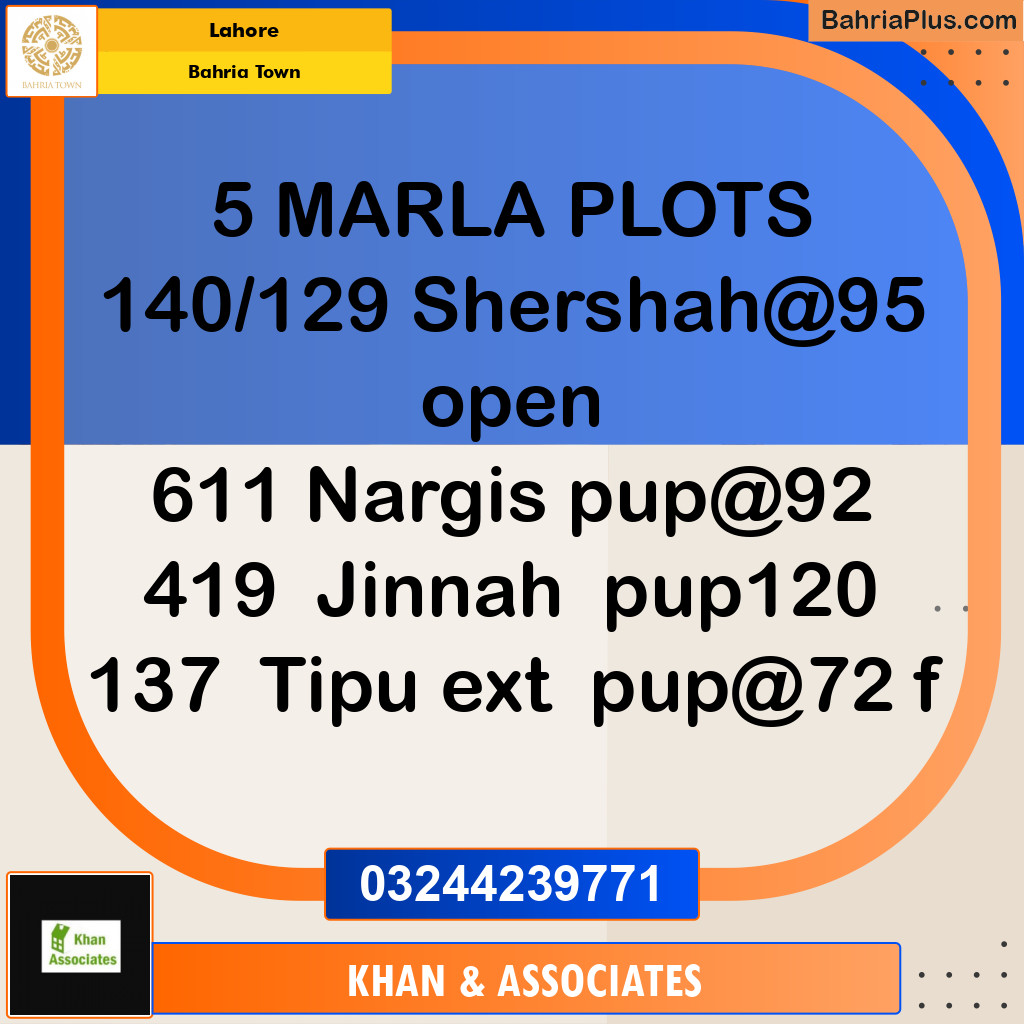 Residential Plot for Sale in Bahria Town, Lahore - (BP-252168)