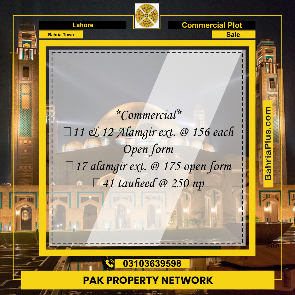 Commercial Plot for Sale in Bahria Town, Lahore - (BP-252180)