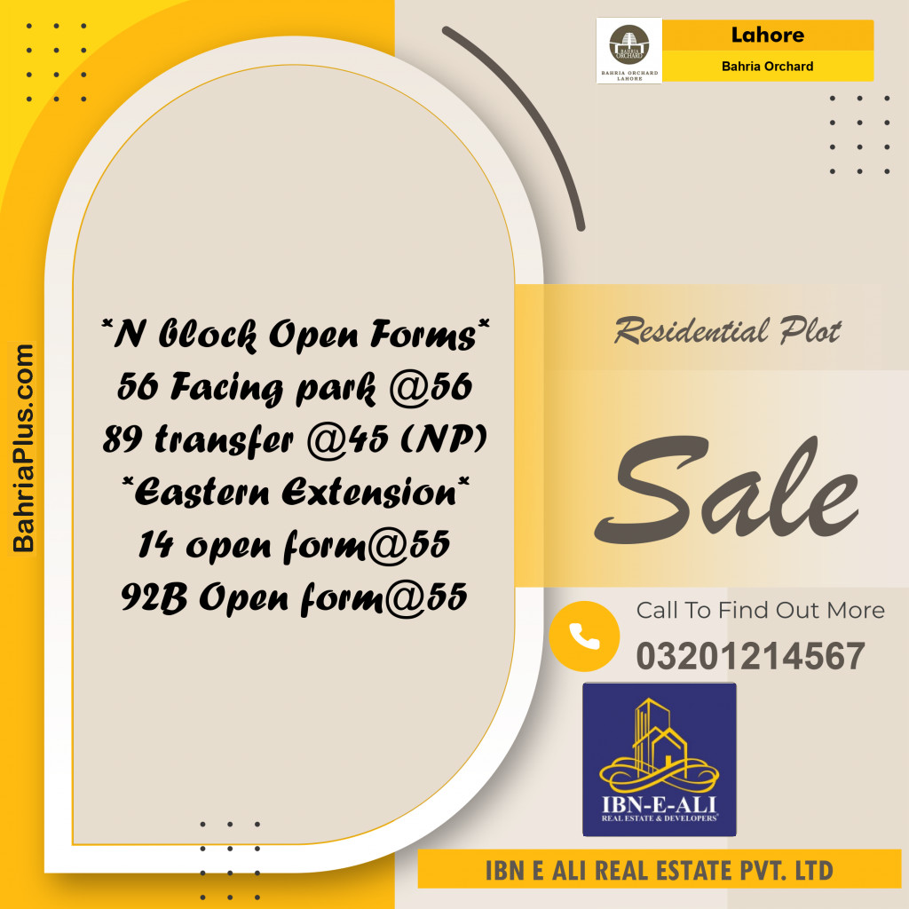 5 Marla Residential Plot for Sale in Bahria Orchard, Lahore - (BP-252181)