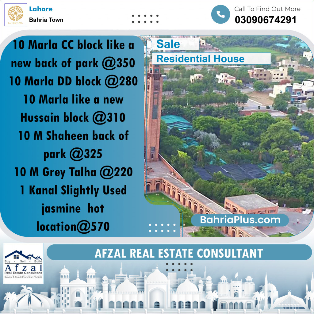 Residential House for Sale in Bahria Town, Lahore - (BP-252190)