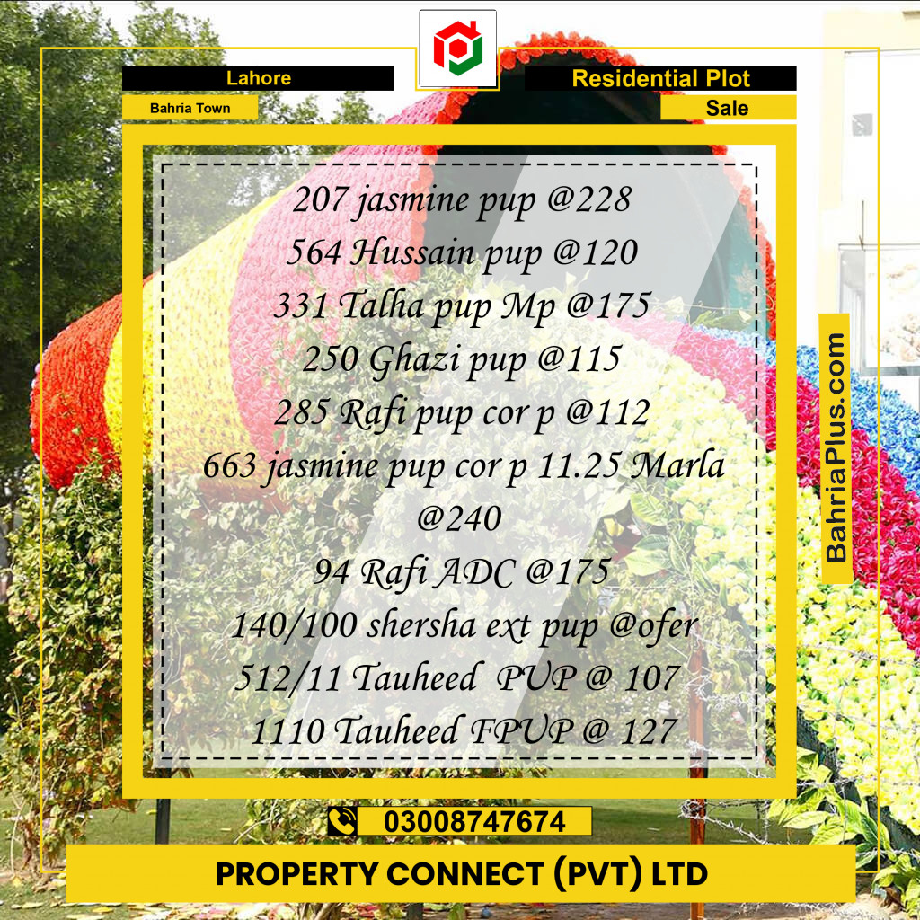 Residential Plot for Sale in Bahria Town, Lahore - (BP-252200)