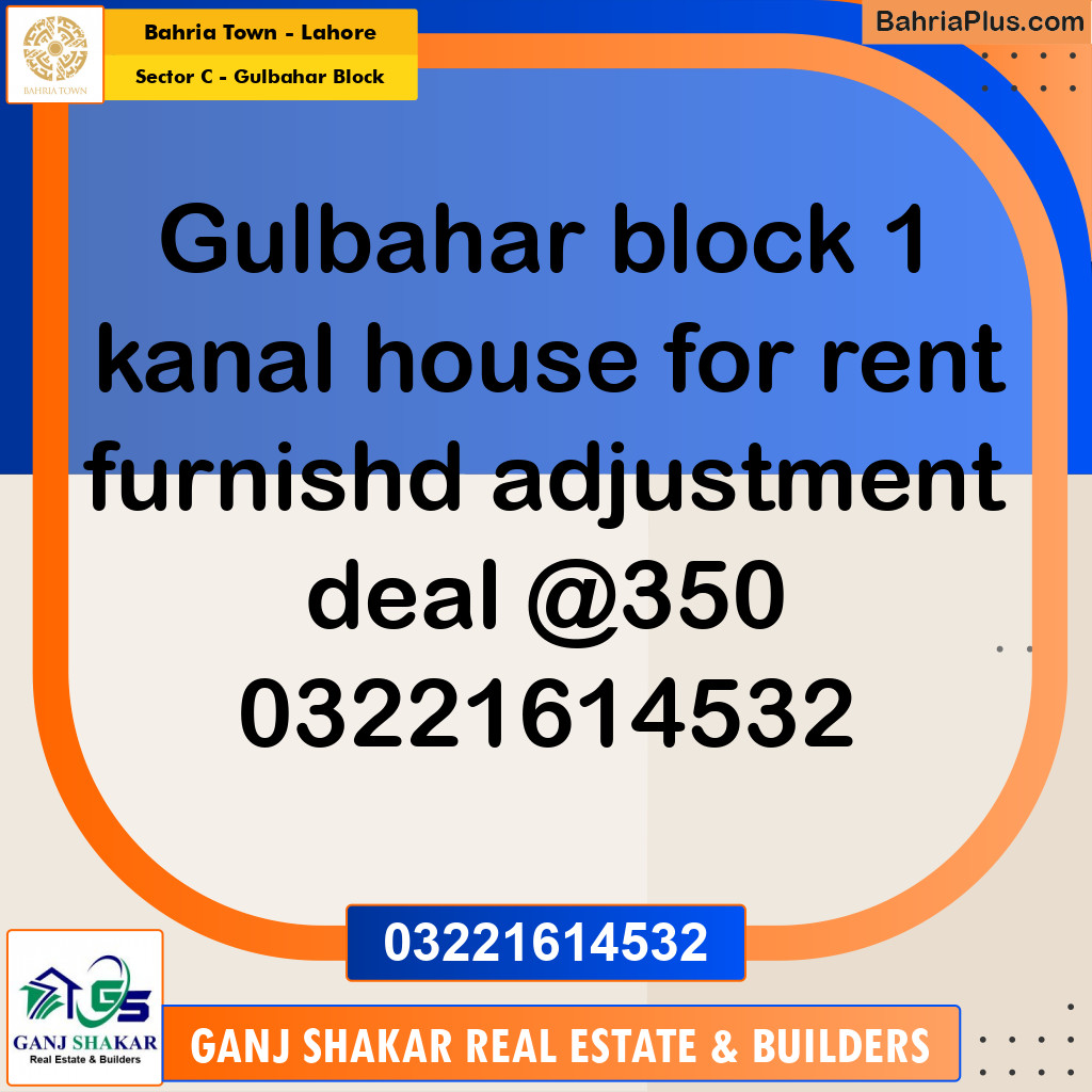 1 Kanal Residential House for Rent in Sector C - Gulbahar Block -  Bahria Town, Lahore - (BP-252203)