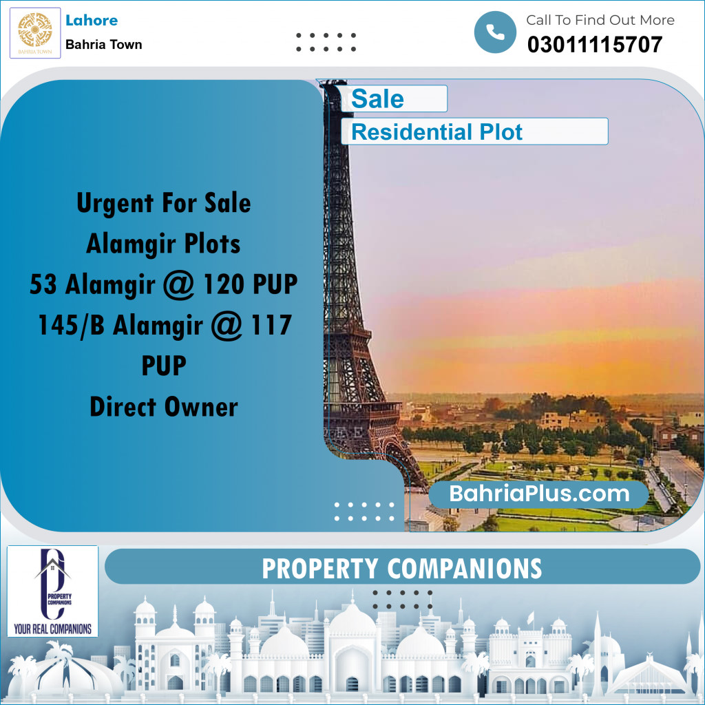 Residential Plot for Sale in Bahria Town, Lahore - (BP-252257)
