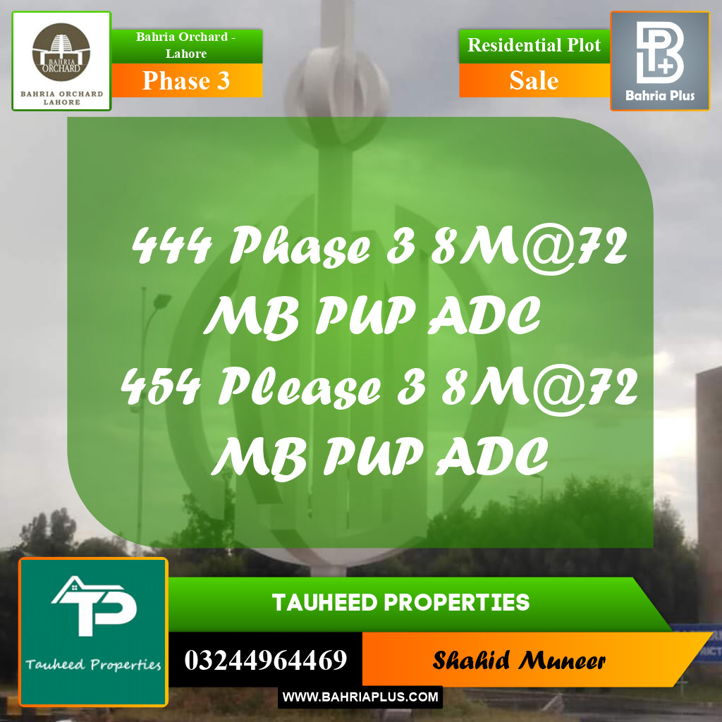 8 Marla Residential Plot for Sale in Phase 3 -  Bahria Orchard, Lahore - (BP-252262)