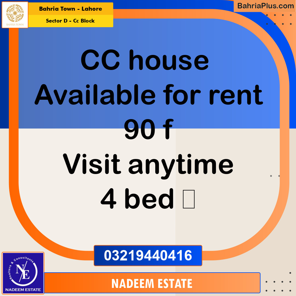 Residential House for Rent in Sector D - CC Block -  Bahria Town, Lahore - (BP-252274)