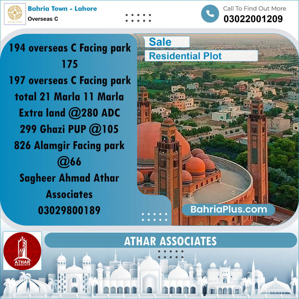 10 Marla Residential Plot for Sale in Overseas C -  Bahria Town, Lahore - (BP-252347)