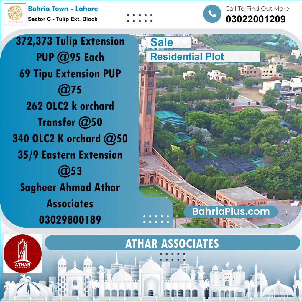 5 Marla Residential Plot for Sale in Sector C - Tulip Ext. Block -  Bahria Town, Lahore - (BP-252353)