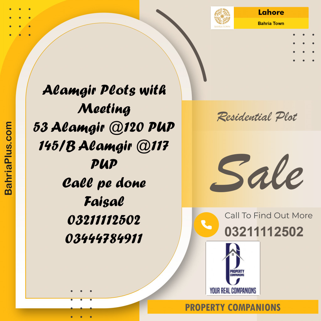 Residential Plot for Sale in Bahria Town, Lahore - (BP-252357)