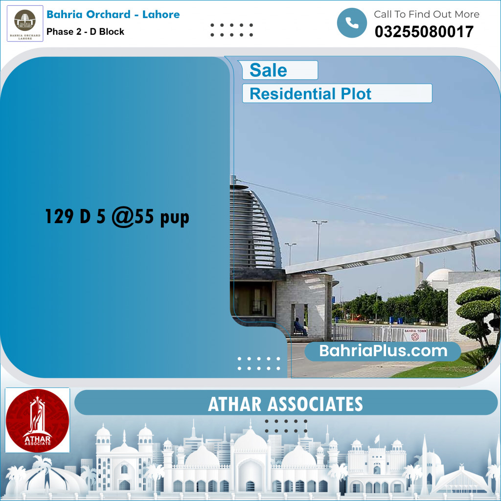 5 Marla Residential Plot for Sale in Phase 2 - D Block -  Bahria Orchard, Lahore - (BP-252417)