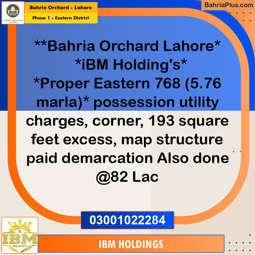 10 Marla Residential Plot for Sale in Phase 1 - Eastern District -  Bahria Orchard, Lahore - (BP-252427)